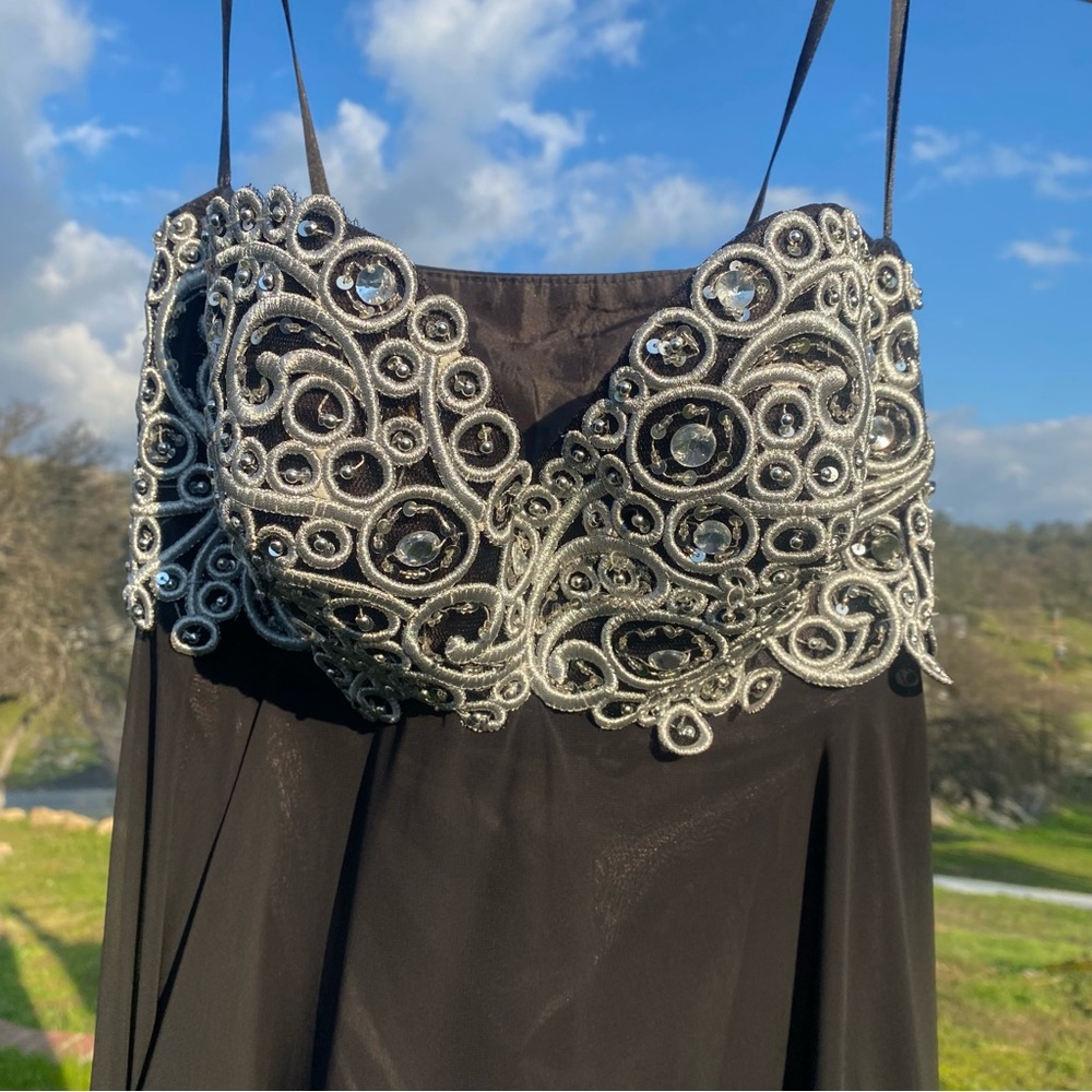 Strapless Prom Dress, Formal Dress, Silver Black Formal, Sparkly Prom Dress